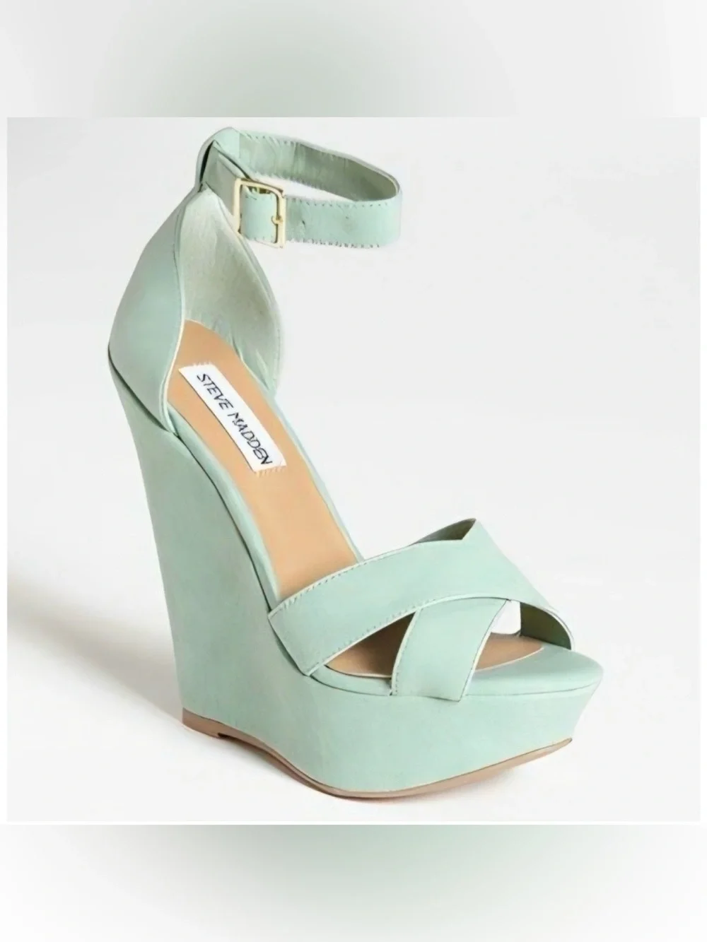 Steve Madden Vintage Mint Green Suede Wedge Heels
